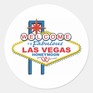 Las Vegas Honeymoon Classic Round Sticker
