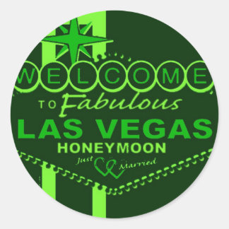 Las Vegas Honeymoon Pop Art Classic Round Sticker