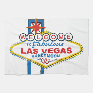Las Vegas Honeymoon retro Kitchen Towel
