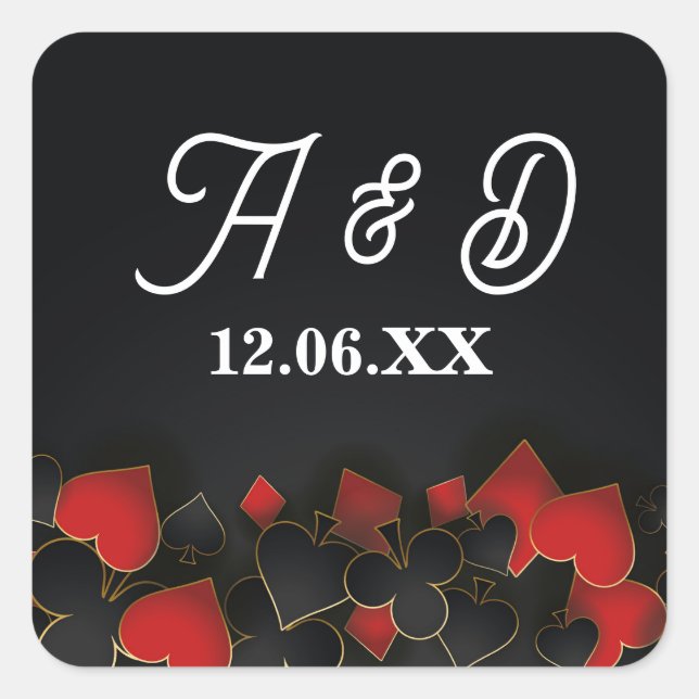 Las Vegas Initials Stickers Labels Casino Night (Front)