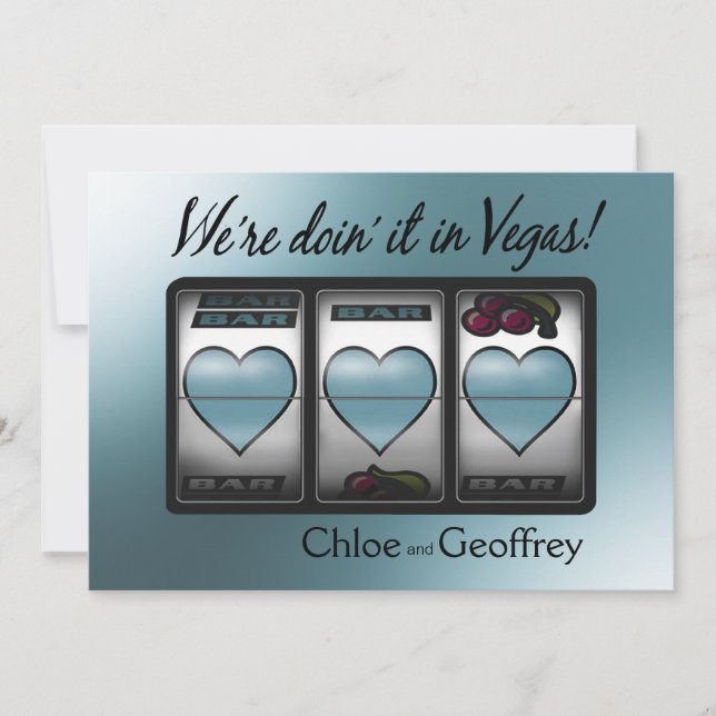 Las Vegas Jackpot Hearts Wedding caspian Invitation (Front)