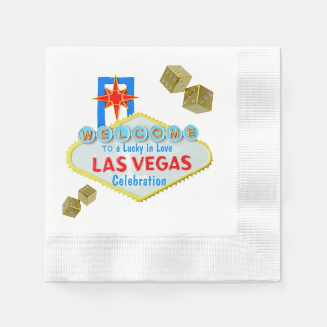 Las Vegas Lucky in Love Celebration Party Napkin (Front)