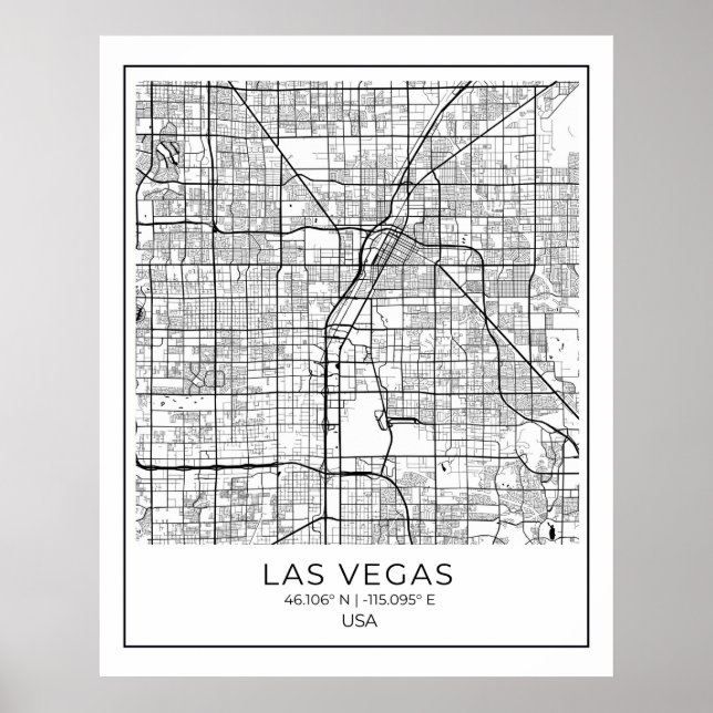 Las Vegas Map - Las Vegas White Map Poster (Front)