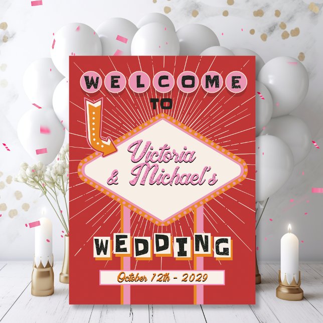 Las Vegas Mariage Mod Retro Affiche de bienvenue (Créateur téléchargé)