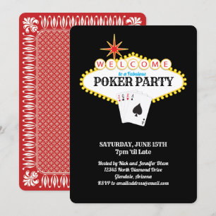 Las Vegas Marquee Sign Poker Party Invitation