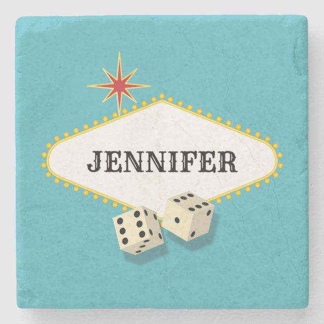 Las Vegas Marquee Sign Stone Coaster (Front)