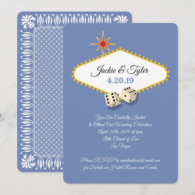 Las Vegas Marquee Wedding in Hydrangea Invitation (Front/Back)
