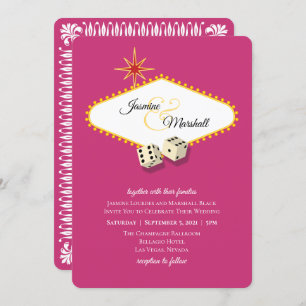 Las Vegas Marquee Wedding in Magenta 2 Invitation