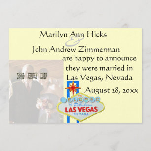 Las Vegas Marriage Announcement with wedding photo
