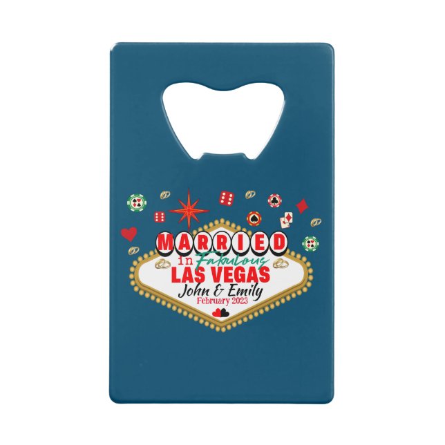 Las Vegas Married Couple Matching Vacation Nevada  Credit Card Bottle Opener (Front)