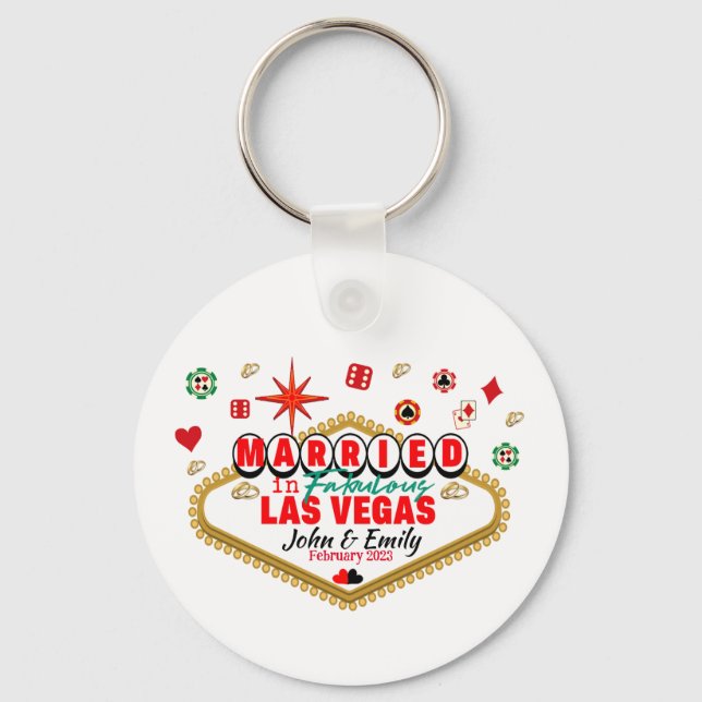 Las Vegas Married Couple Matching Vacation Nevada Keychain (Front)