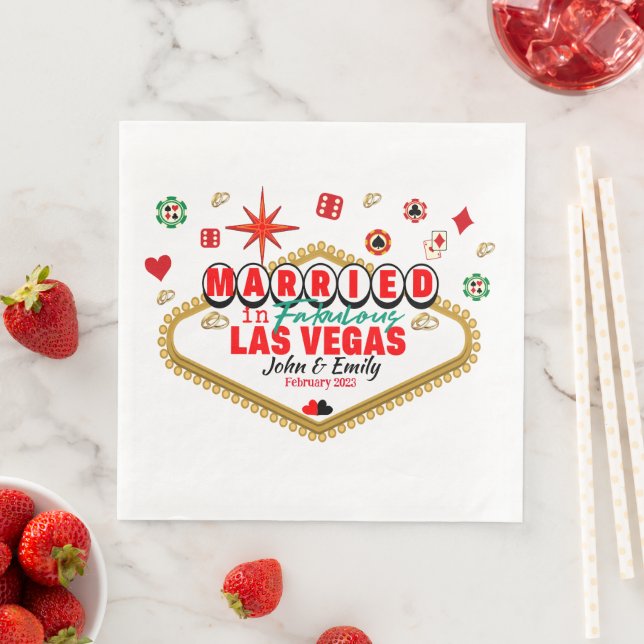Las Vegas Married Couple Matching Vacation Nevada Napkin (Insitu)