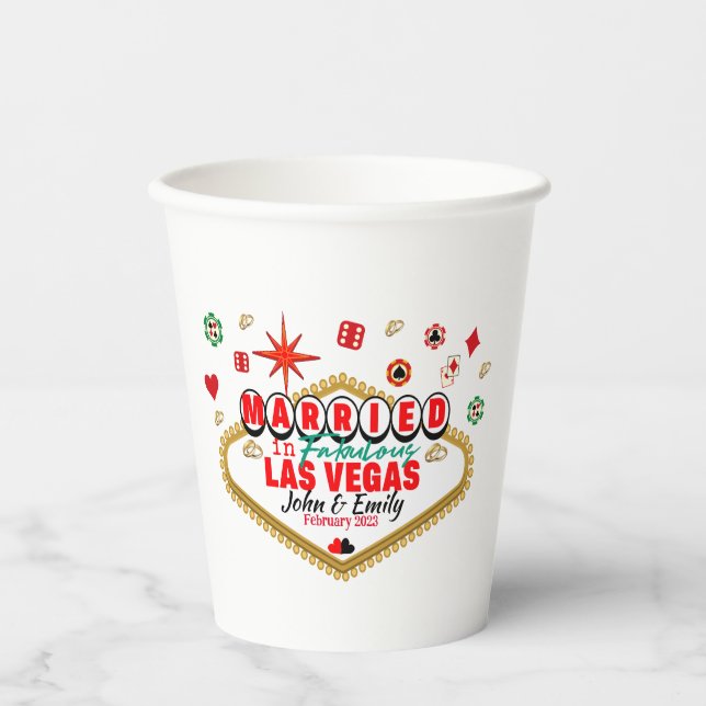 Las Vegas Married Couple Matching Vacation Nevada  Paper Cups (Front)