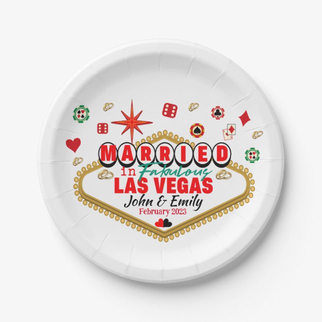 Las Vegas Married Couple Matching Vacation Nevada Paper Plate (Front)