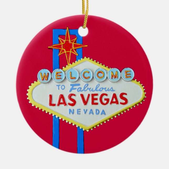 Las Vegas Merry Christmas Ceramic Ornament (Front)