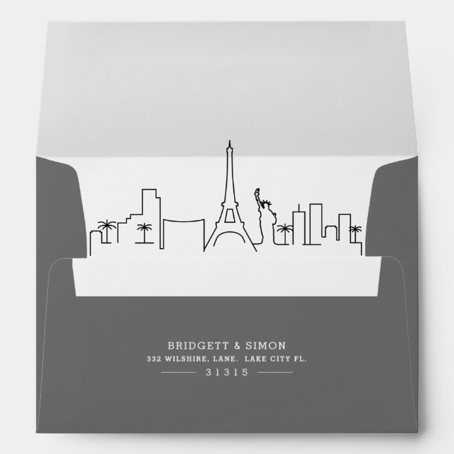 Las Vegas Modern Deco | Skyline Reveal Envelope (Back (Bottom))
