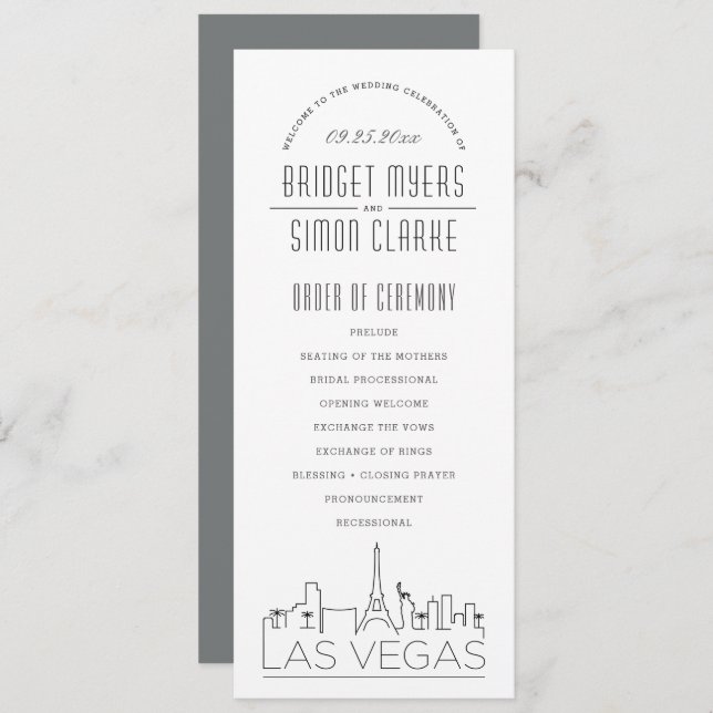 Las Vegas | Modern Deco Wedding Program (Front/Back)