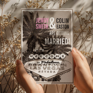 Las Vegas Modern Vintage Sepia Wedding Invites