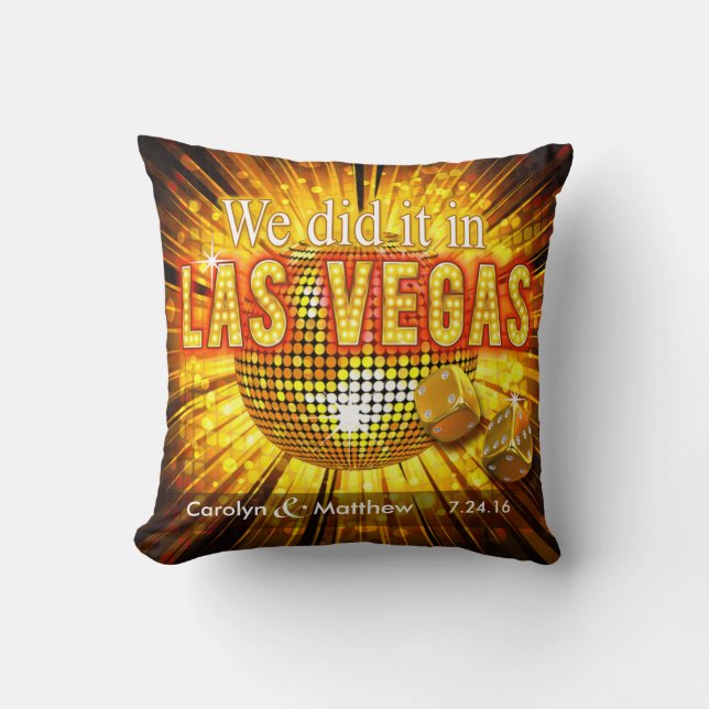 Las Vegas Mr. & Mrs. Wedding Keepsake Throw Pillow (Front)