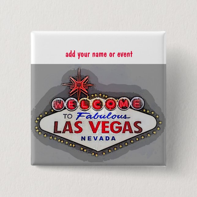 Las Vegas Name Badge 2 Inch Square Button (Front)