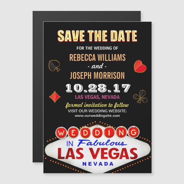 Las Vegas Neon Sign - Save the Date Wedding Magnetic Invitation (Front/Back)