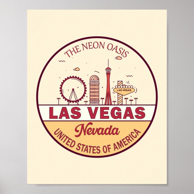 Las Vegas Nevada City Skyline Emblem Poster (Front)