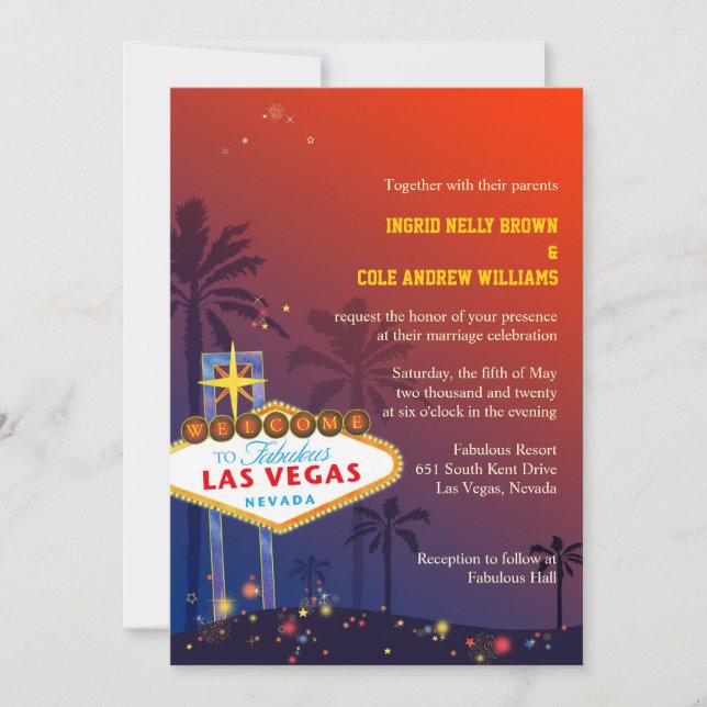 Las Vegas Nevada Destination Wedding Invitation (Front)