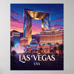 Las Vegas Nevada Illuminated Resort Skyline Poster