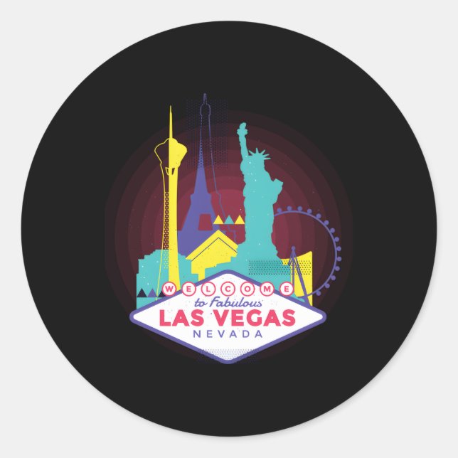Las Vegas Nevada Las Vegas Skyline Classic Round Sticker (Front)