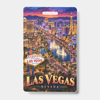 Las Vegas Nevada Neon Skyline Travel Poster Badge