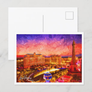 Las Vegas Nevada Oil Paint City Landscape Postcard