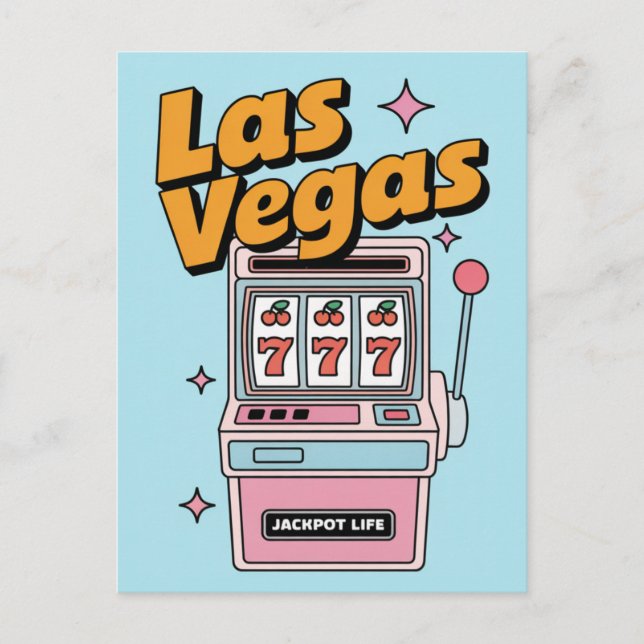 Las Vegas Nevada Retro Slot Machine Jackpot Postcard (Front)