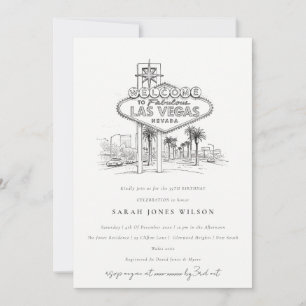 Las Vegas Nevada Sketch Landscape Birthday Invitation