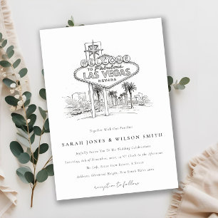 Las Vegas Nevada Sketch Landscape Wedding Invitation