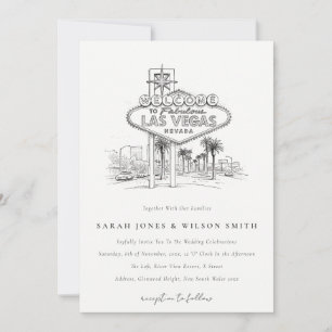 Las Vegas Nevada Sketch Landscape Wedding Invitation