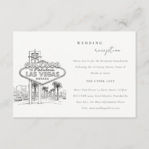 Las Vegas Nevada Sketch Scape Wedding Reception Enclosure Card