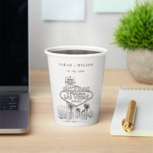 Las Vegas Nevada Sketchy Landscape Wedding Paper Cups