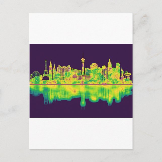 Las Vegas Nevada Skyline Holiday Postcard (Front)