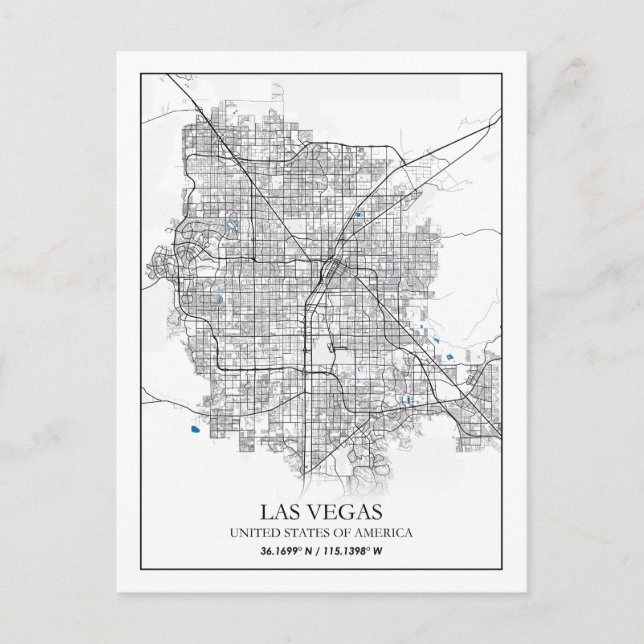 Las Vegas Nevada USA Cities Travel City Map Postcard (Front)