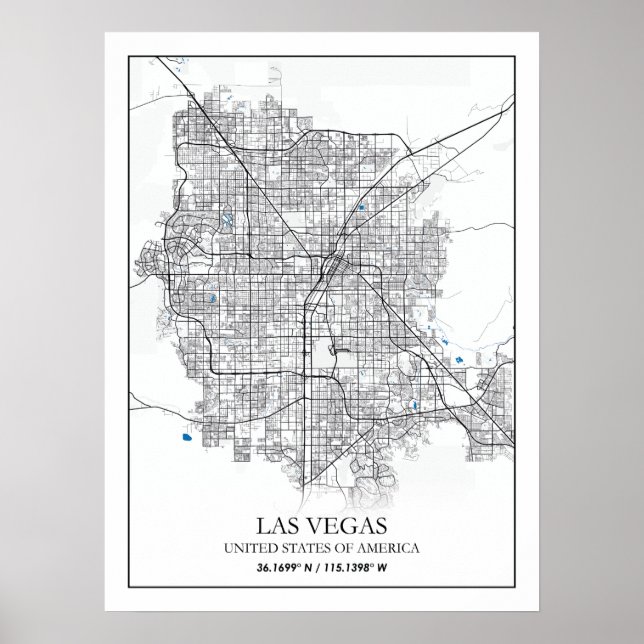 Las Vegas Nevada USA Cities Travel City Map Poster (Front)