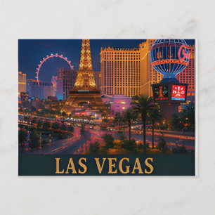 Las Vegas Nevada USA Strip Skyline Desert Nights Postcard