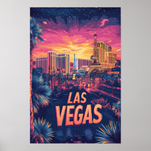 Las Vegas Nevada USA Vintage Illustration Travel Poster