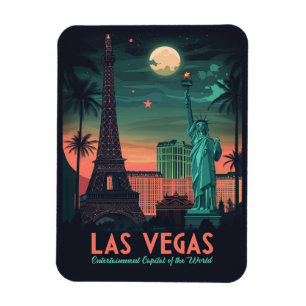 Las Vegas Nevada - Vintage Cityscape Magnet