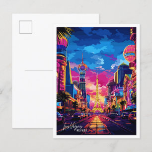 Las Vegas Nevada vintage travel illustration Postcard