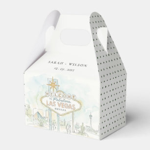 Las Vegas Nevada Watercolor Landscape Wedding Favor Box