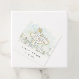 Las Vegas Nevada Watercolor Landscape Wedding Favour Tags