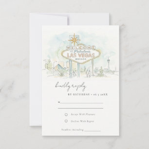 Las Vegas Nevada Watercolor Landscape Wedding RSVP Card