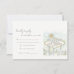 Las Vegas Nevada Watercolor Landscape Wedding RSVP Card