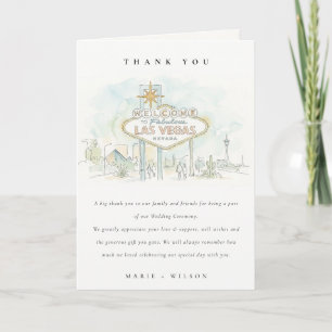 Las Vegas Nevada Watercolor Landscape Wedding Thank You Card