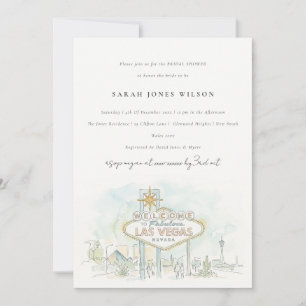 Las Vegas Nevada Watercolor Scape Bridal Shower Invitation